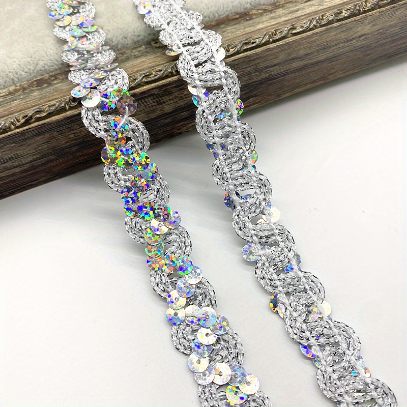20mm Curve Wavy Sequins Lace Trim Ribbon For Stage Performance Party Cosplay Wedding Clothes
