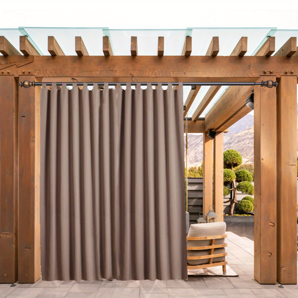 HSOQN Cortina exterior para patio, impermeable, paneles de cortinas opacas,  cortinas de privacidad para porche, pérgola, cabaña, cenador, 1 paneles