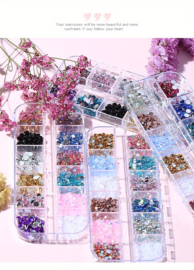 Rhinestones Nails Resin Colorful Flat Back Gems Round Temu Canada