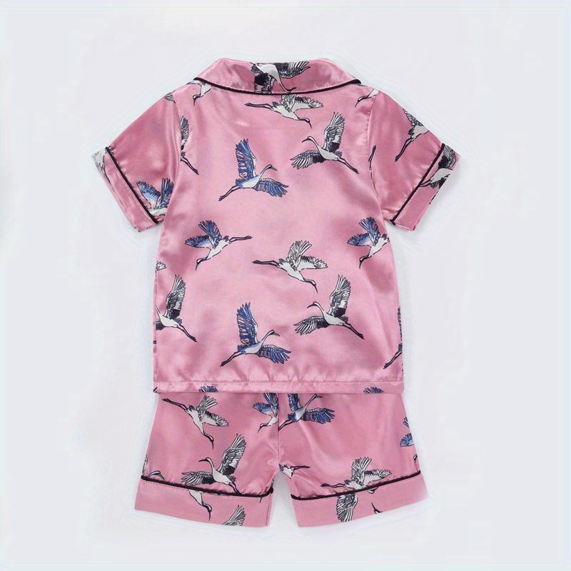 Kids Satin Pajamas Sets Girls Boys Button Pjs Short Sleeve - Temu