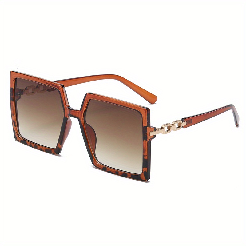 Oversized Square Fashion Sunglasses For Women Men Casual Gradient Chain  Charm Glasses For Summer Beach Party, Uv400 - Temu