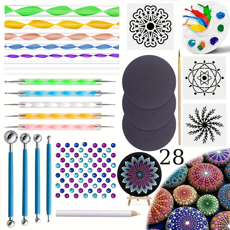 Mandala Dotting Tools Set for Painting Rocks,Painting Rocks Dot Kit,Acrylic Stick,Point Drill Tool,Stencil DIY Wall Art, Other