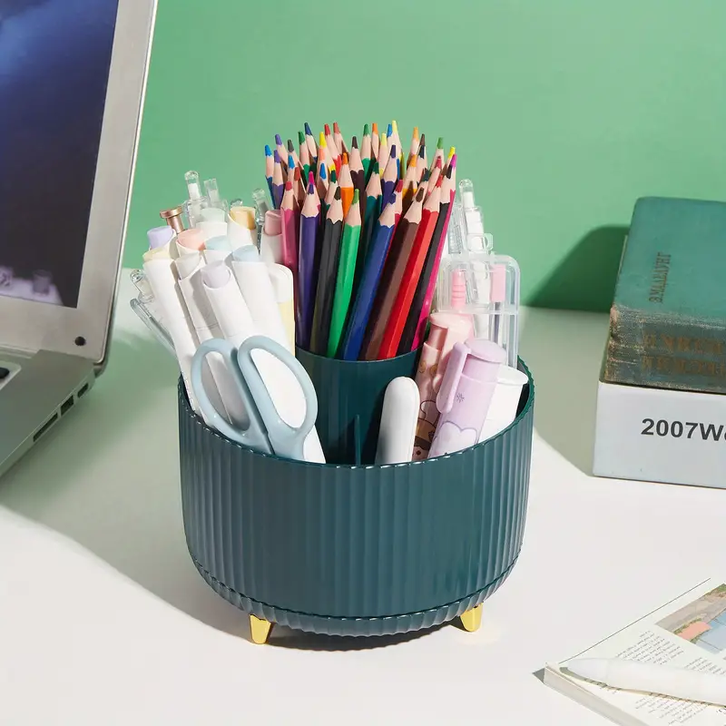 Pen Holder, Pen Organizer Storage, 2 Pcs Desk Organizer Pen Holders, Pencil  Holder with 4 Compartments for Office, School, Home Supplies (Black)