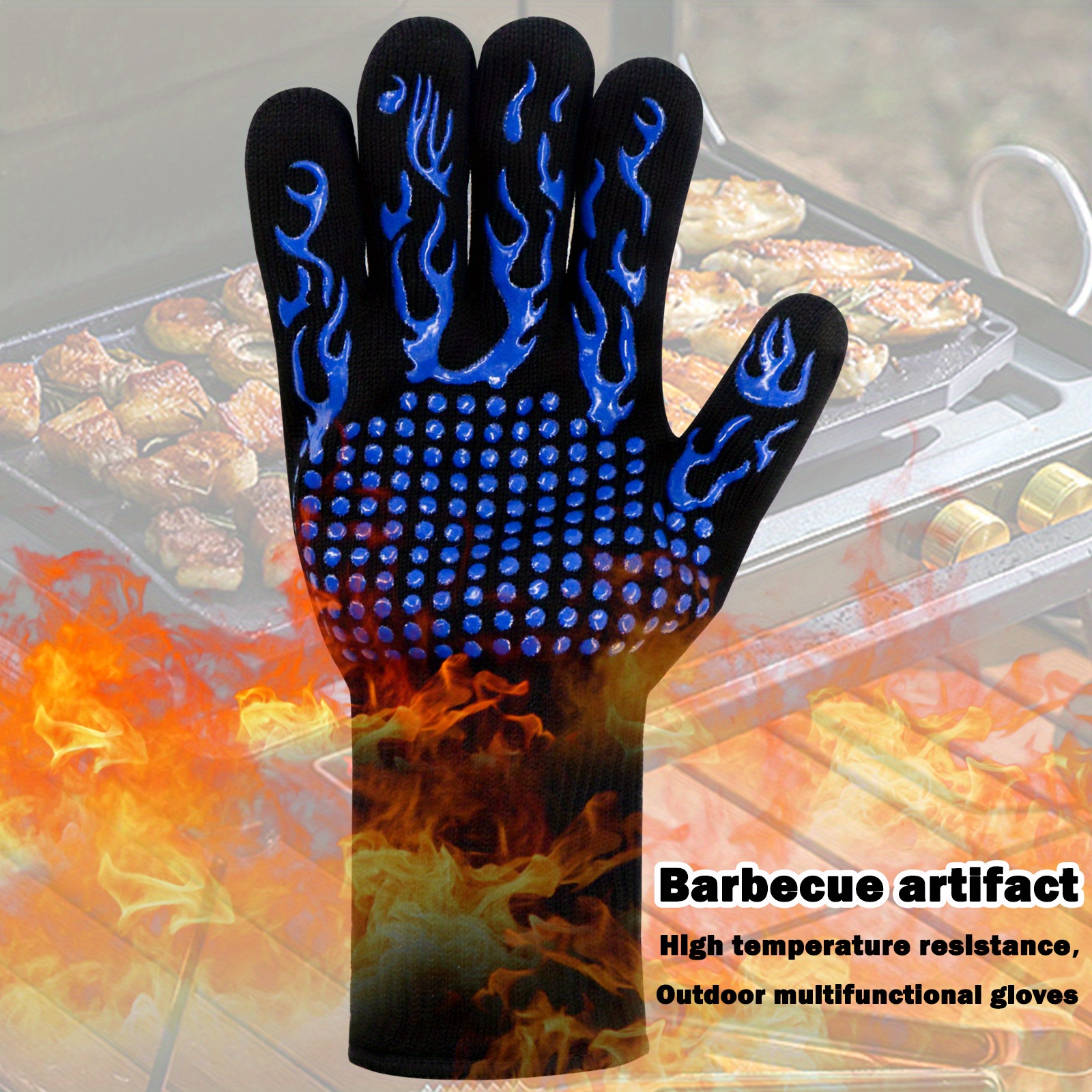 Guantes resistentes al calor extremos, guantes para barbacoa, guantes para  horno caliente, parrilla de carbón, ahumar, guantes de barbacoa para asar