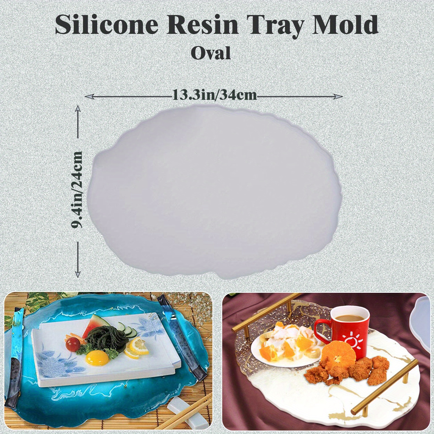 1pc Resin Tray Silicone Mold, 11.8 Inch Large Round Resin Dish Mold Serving  Tray Silicone Mold With Edge, Circle Plate Epoxy Resin Casting Mold For DI