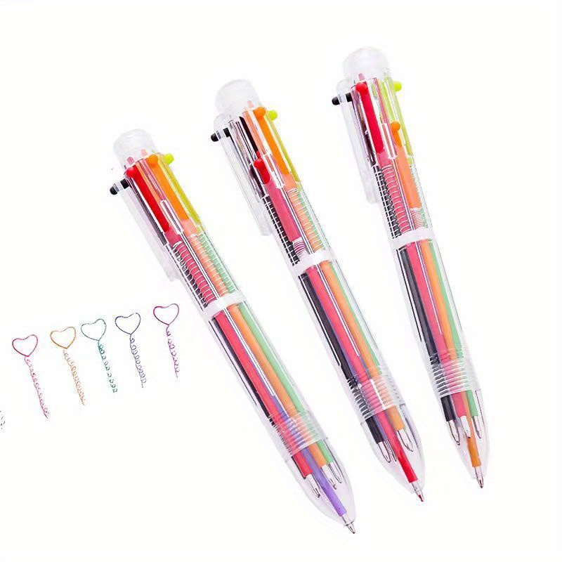 Novelty Multicolor Ballpoint Pen Multifunction 6 In1 Colorful Stationery  School Supplies 