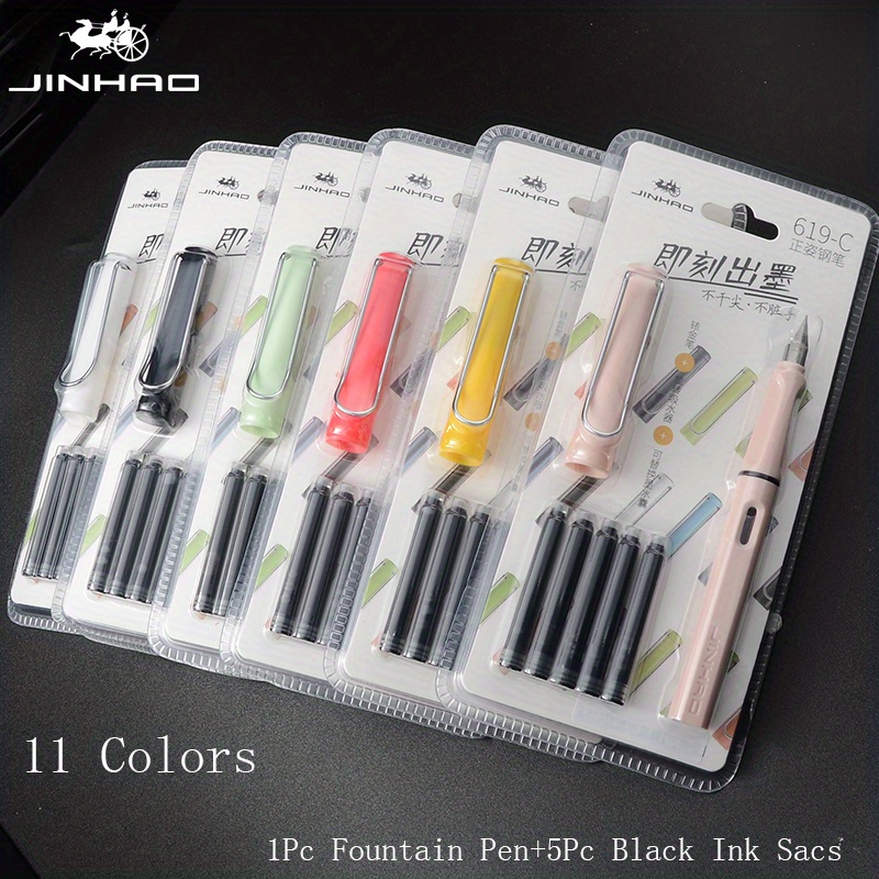 Fountain Pen Set With Black Ink Jinhao 619 Ink Pen School - Temu