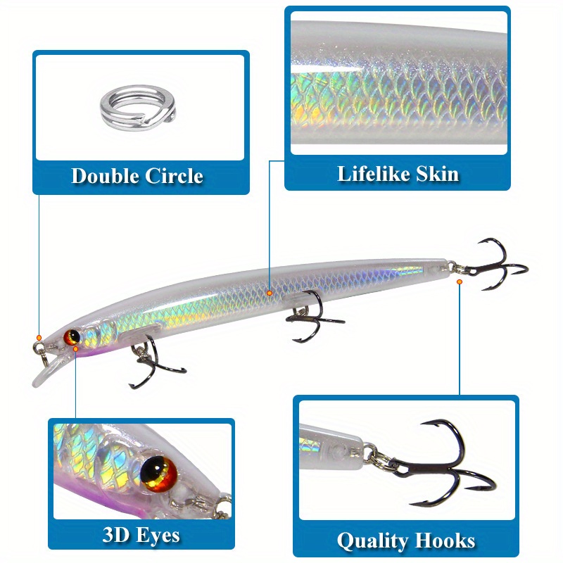 3d Eyes Laser Minnow Fishing Lure Floating Artificial Bait - Temu