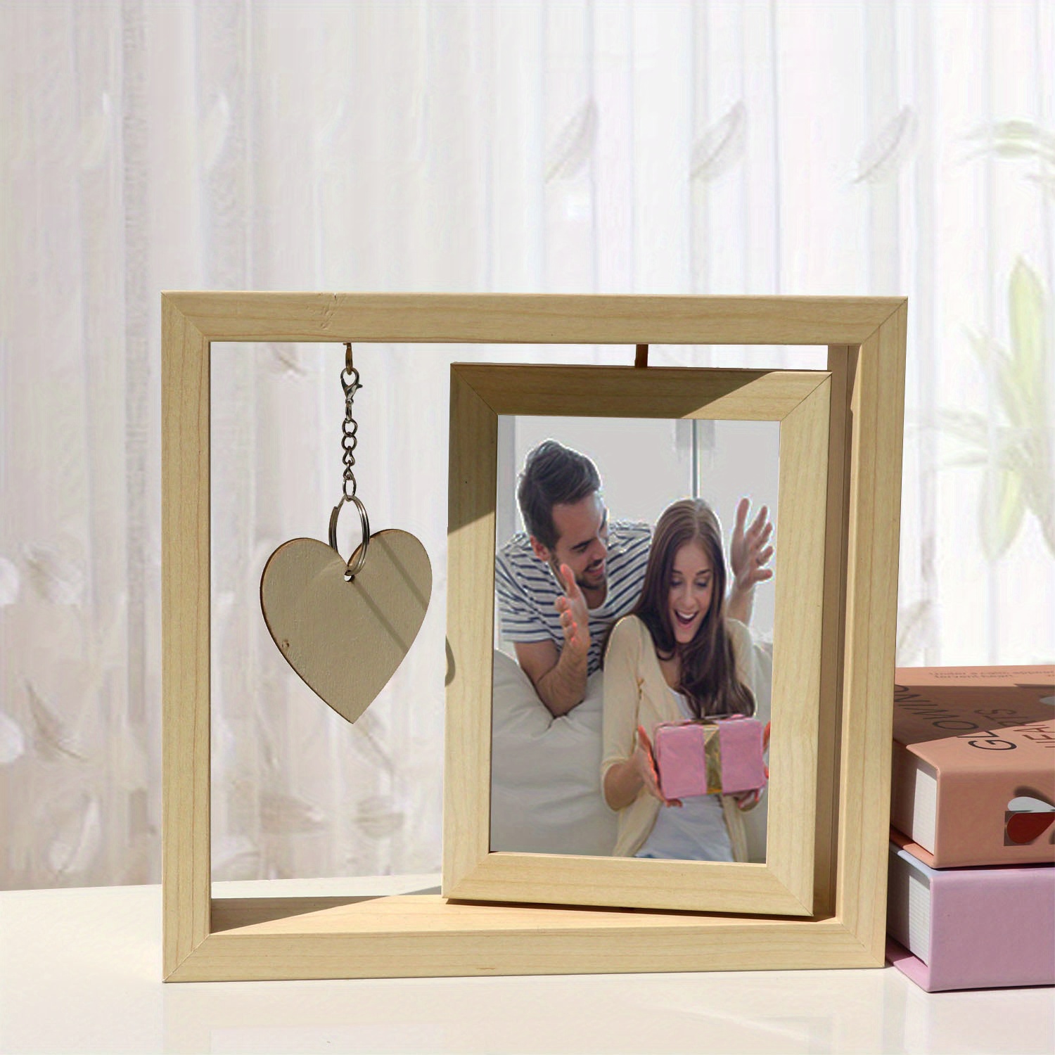4X6 Walnut Double Sided Rotating Picture Frame For Parents And