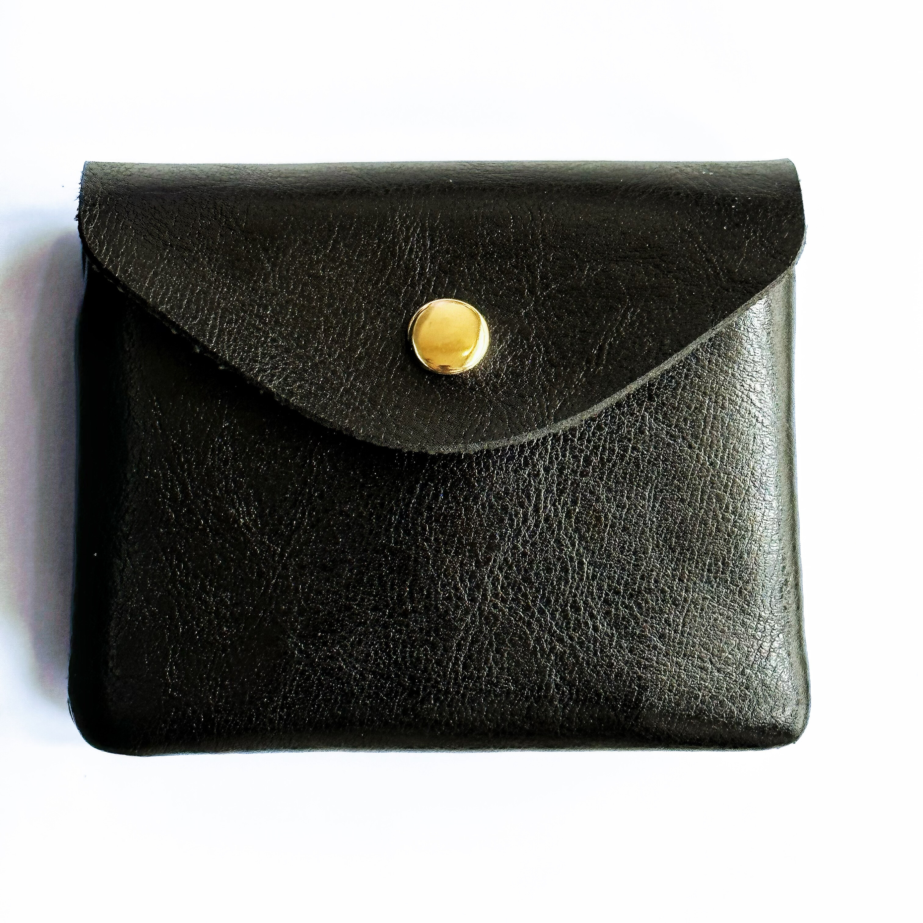 Black Leather Trifold Key Holder Wallet With Zipper Change Pouch