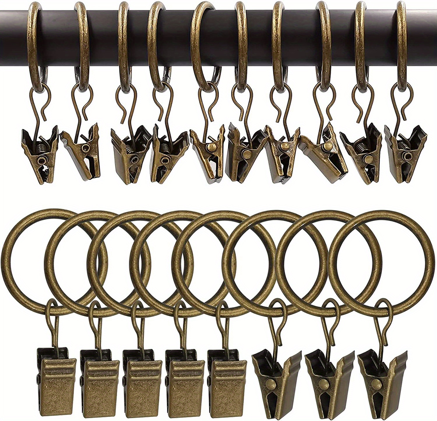 set of 44 golden curtain rings and clips curtain hooks clips curtain clips and rings suitable for 5 8 inch curtain rods details 24