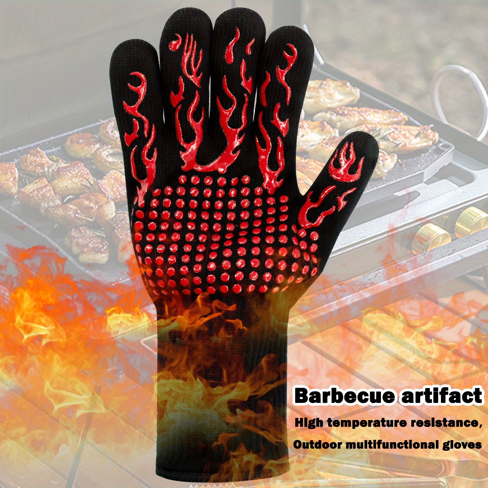Guantes de barbacoa resistentes al calor guantes resistentes a altas  temperaturas resistentes al fuego para asar a la parrilla para ahumar  barbacoa