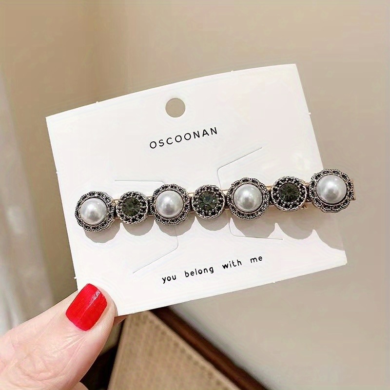 Faux Pearl Flower Hair Clip Duck Bill Clip