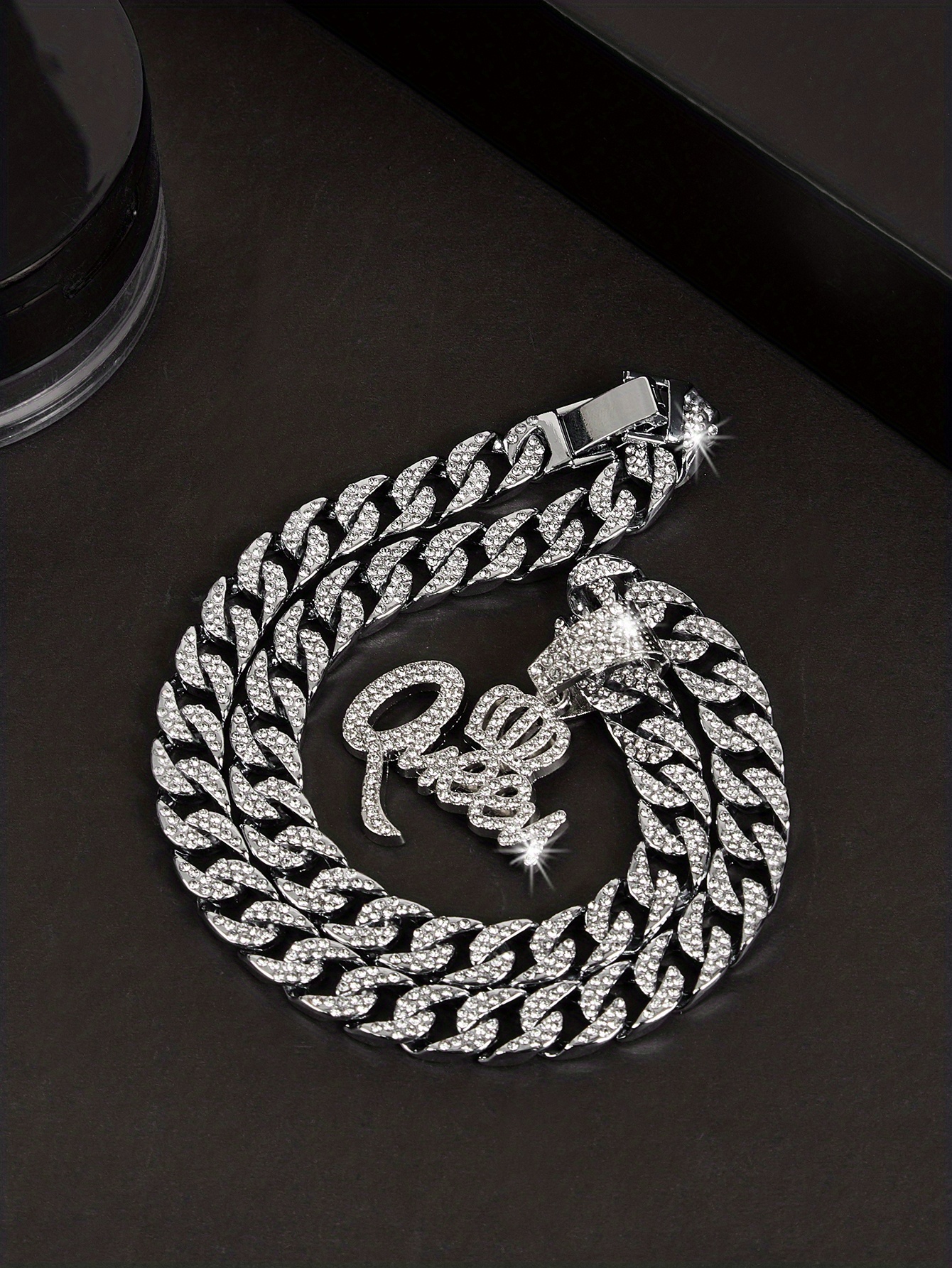 Crown Queen Pendant Necklace Cuban Link Chain Rhinestone Bling Hip Hop