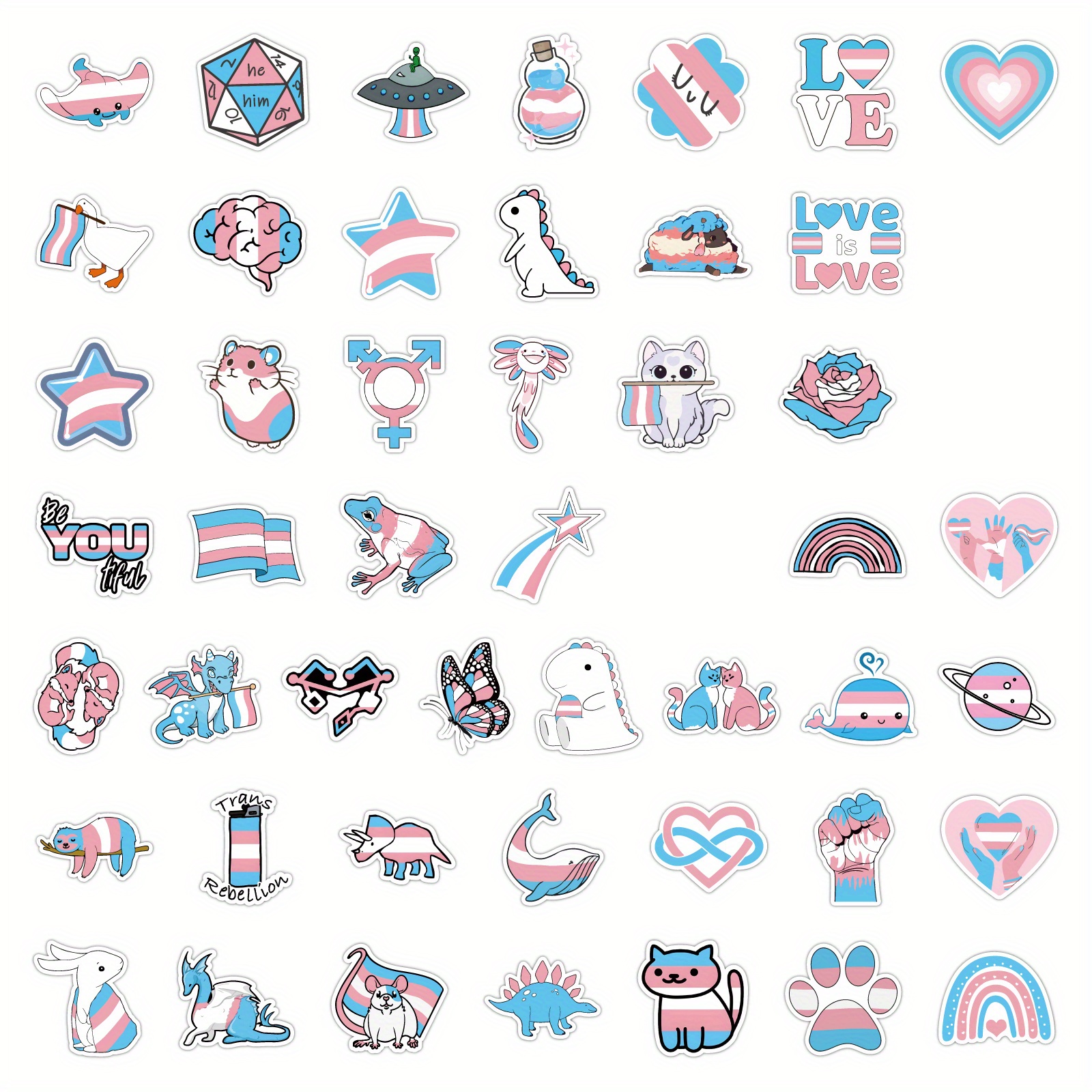 Pride Trans Stickers Pack For Transgender Stuff, Waterproof Lgbtq Pride