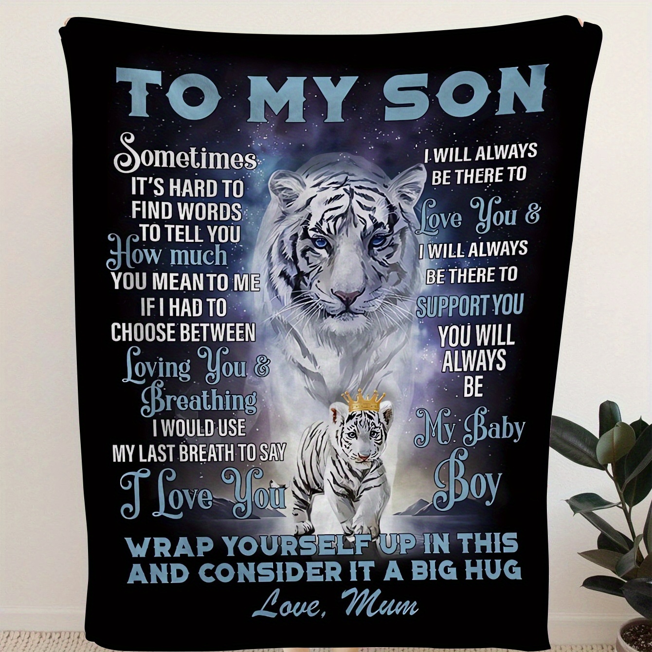 1pc tiger print flannel blanket to my son from mom blanket warm   throw blanket for couch bed sofa details 1