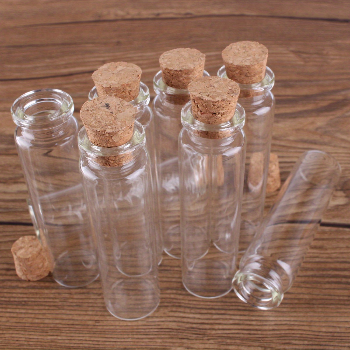 Mini botellas de vidrio transparente con corcho, botellas de