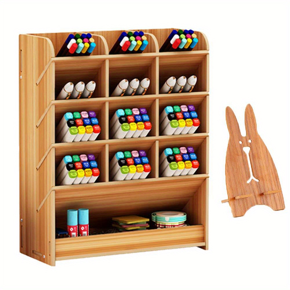 Desk Organizer Large Shelf Multi Compartments Units Wood Desktop Storage  Board Organizer White