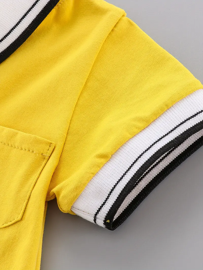 baby boys casual short sleeve polo neck romper jumpsuit clothes details 3
