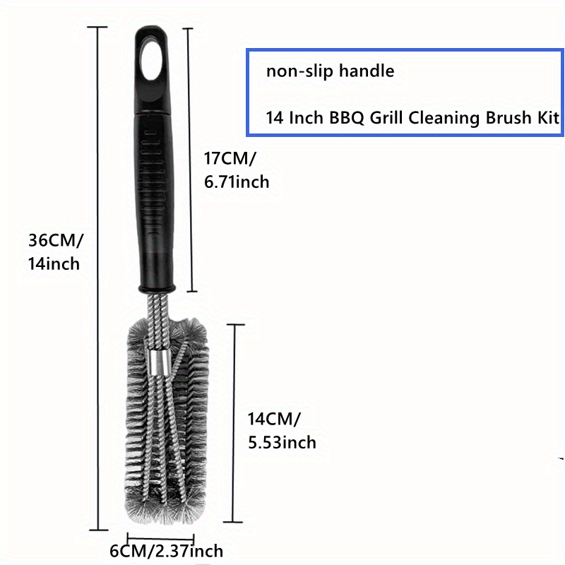 1pc Grill Brush 14 Non Slip Steel Wire Bbq Grill Cleaning Brush Barbecue Bbq  Tool Kitchen Gadgets Kitchen Accessories Home Kitchen Items Outdoor Decor, Save Money On Temu