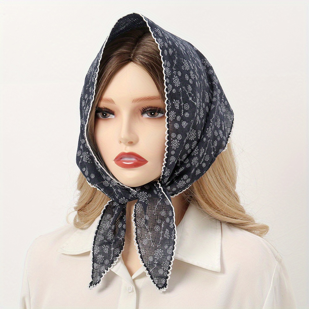 Floral Triangle Scarf Lace Head Wrap Bandana Boho Solid