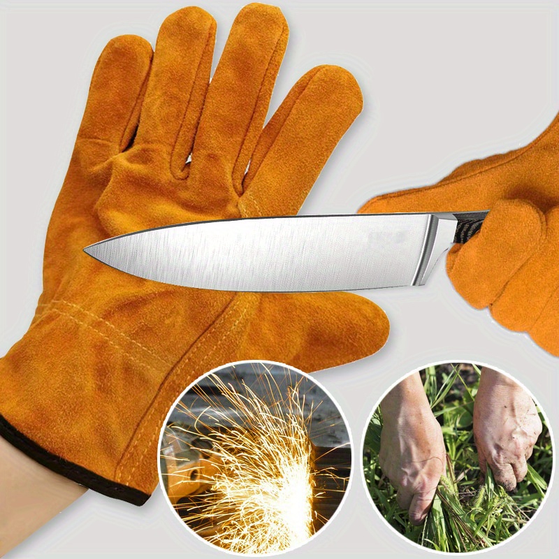 One Pair Welding Metal Working Gloves Fireproof Heat Resistant Protective  Gloves for Welders Against Scalding（Random Style）