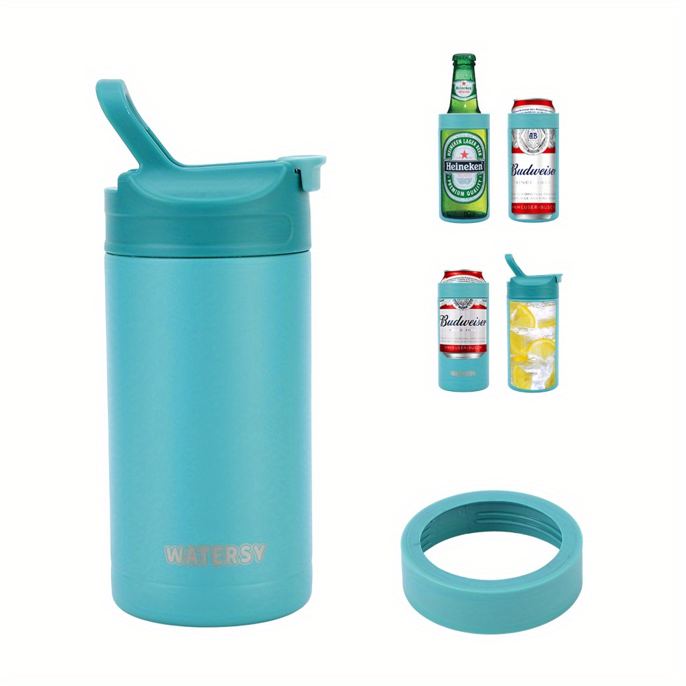 Watersy Can Cooler And Water Bottle, Powder Coat 4-in-1 Can Cooler, Sport  Water Bottles With Lid And Straw, Stainless Steel Double-wall Beer Cooler, Can  Holder, Slim Can Coolers For Cans, Vacuum Insulated