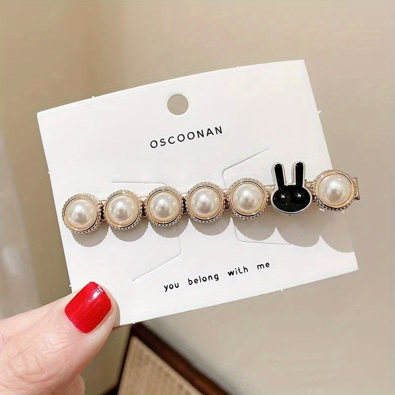 Faux Pearl Flower Hair Clip Duck Bill Clip