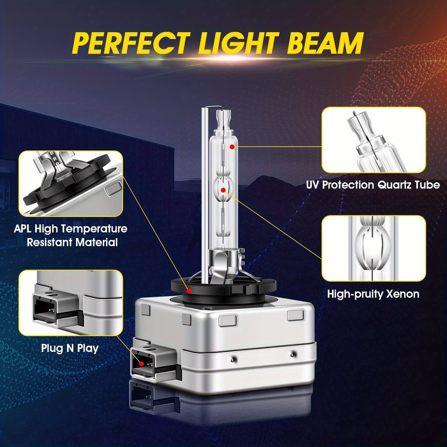 D3S Xenon HID Headlights Bulb - 6000K 35W High Low Beam