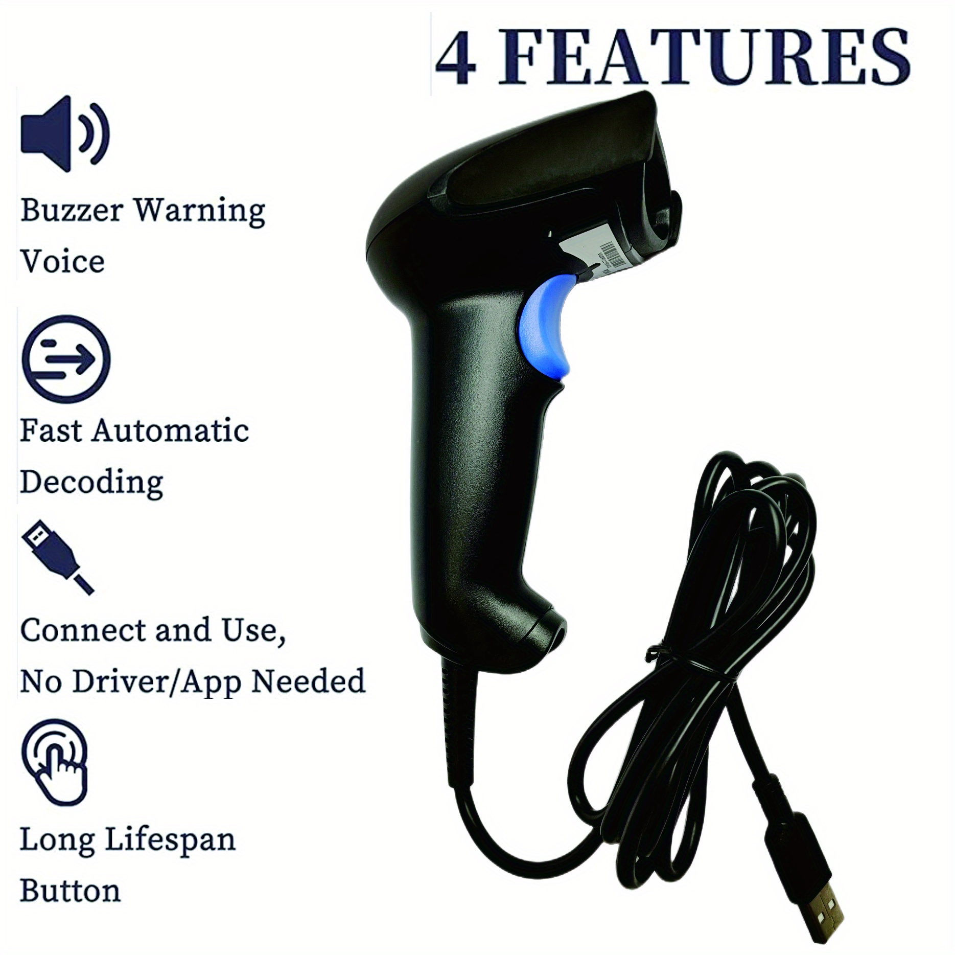 Barcode Scanner With Stand Usb Wired Inventory 1 Scanners For Computer