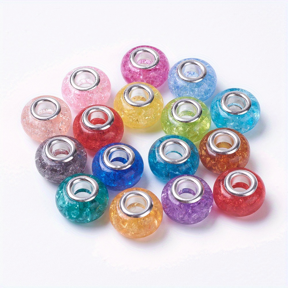 12pcs Mixed Color Faceted Resin Beads Large Hole Beads Spacer Beads For DIY  Bracelet Accessories Beaded Beads Jewelry Making