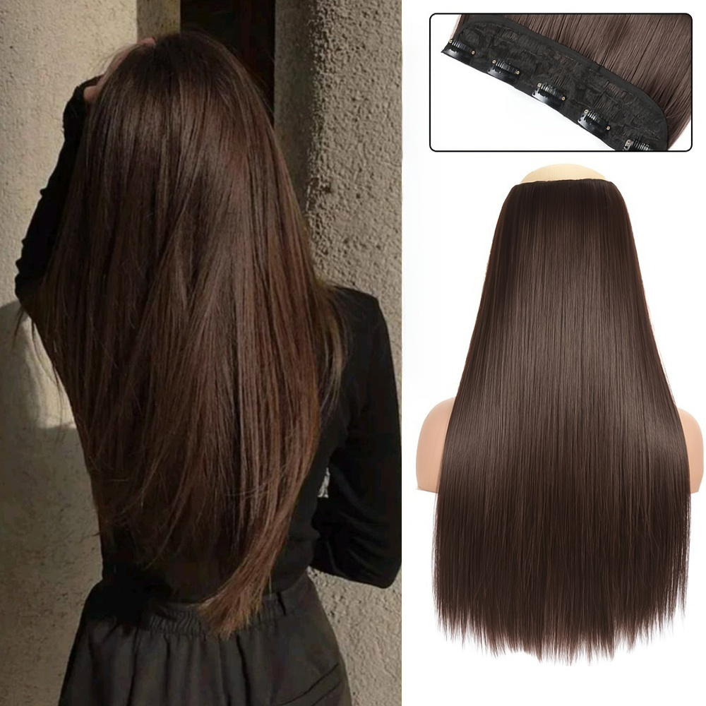 1 pc natural looking synthetic clip in hair extensions for women long straight hair pieces for daily   clips hair accessories halloween christmas details 1