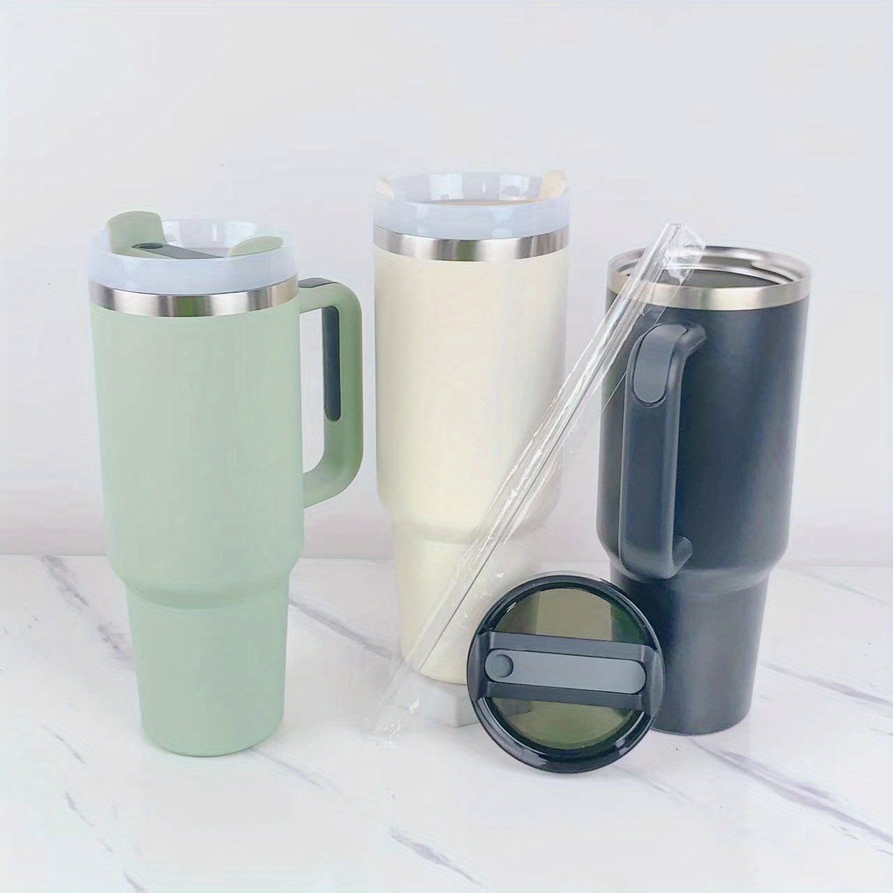 Tumbler With Lid And Straw, Vacuum Tumbler, Stainless Steel Thermal ...