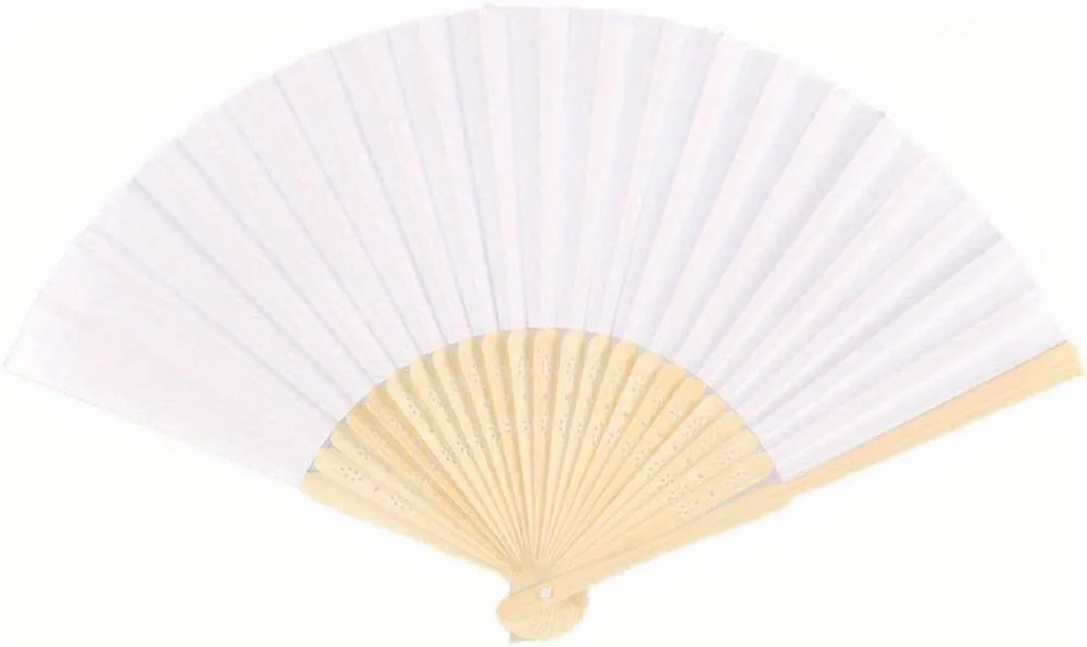 12 Pack Hand Held Fans Party Favor White Paper Fan Bamboo Folding Fans  Handheld Folded For Church Wedding Gift3341224 From Mvdm, $12.08
