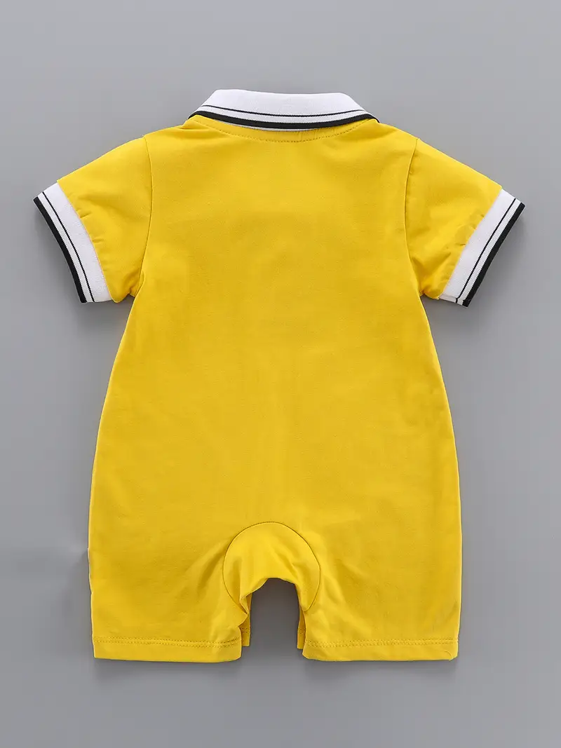 baby boys casual short sleeve polo neck romper jumpsuit clothes details 1