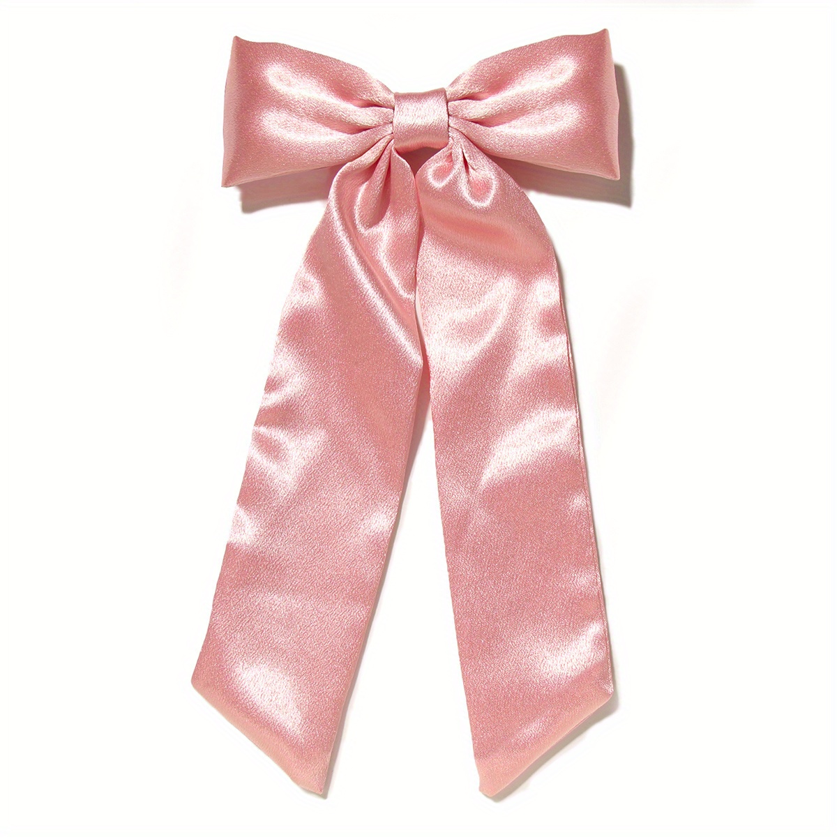 1pc Light Pink Silk Ribbon Bow Hair Clip For Girls, Elegant Solid