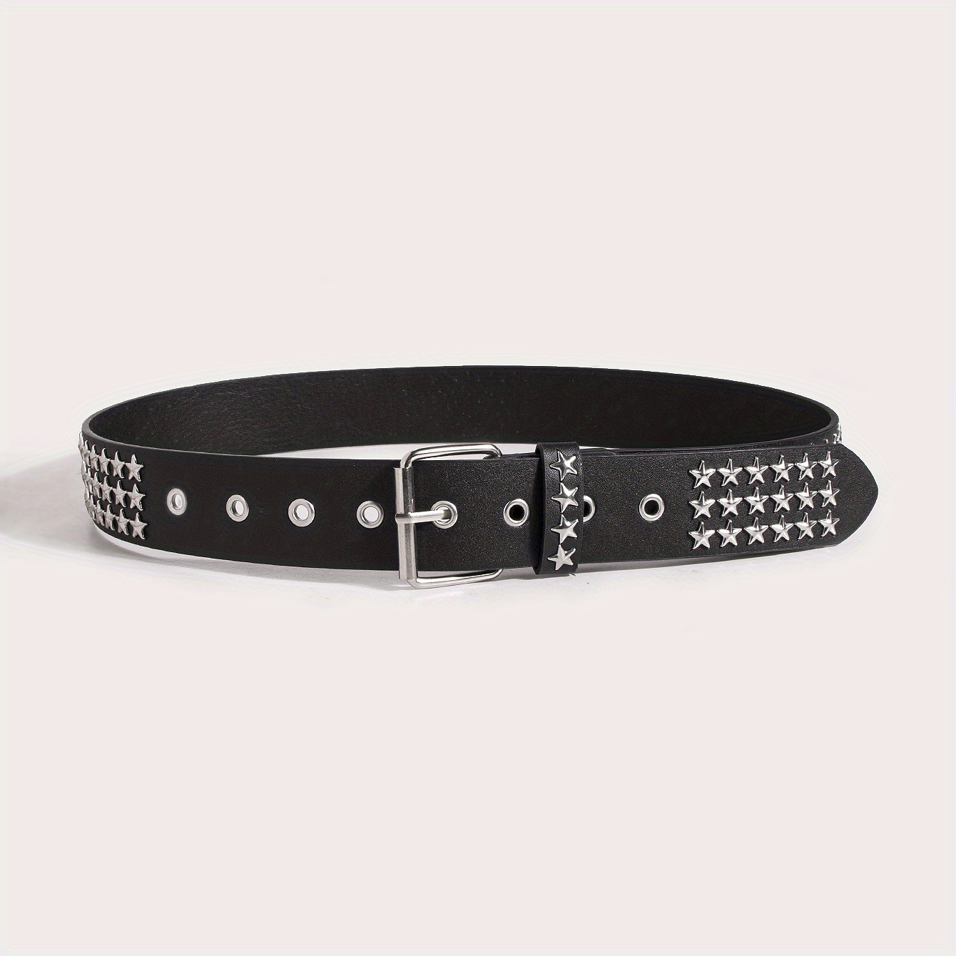 Punk Rivet Studded Belt Black Hip Hop Pu Belt Y2k Trendy - Temu