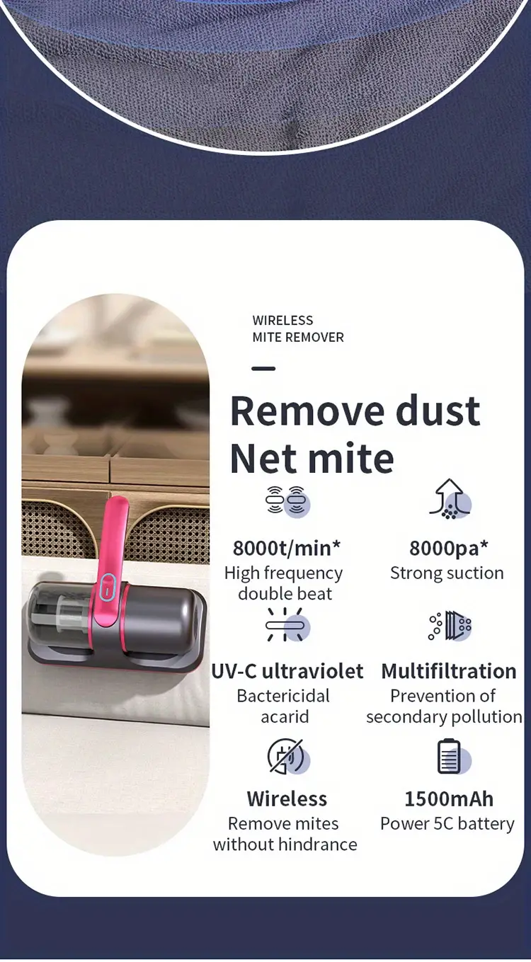 wireless uv mite vacuum cleaner high power household bed sheet cleaner for effective removal of mites details 1