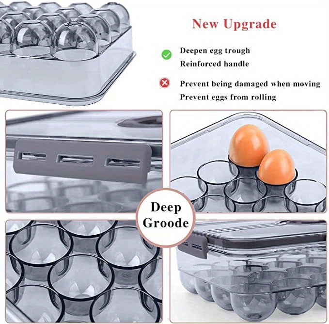 Container Store Pasta Storage Large Capacity Egg Holder for Refrigerator Egg Fresh Storage Box for Fridge Egg Storage Container Organizer Clear