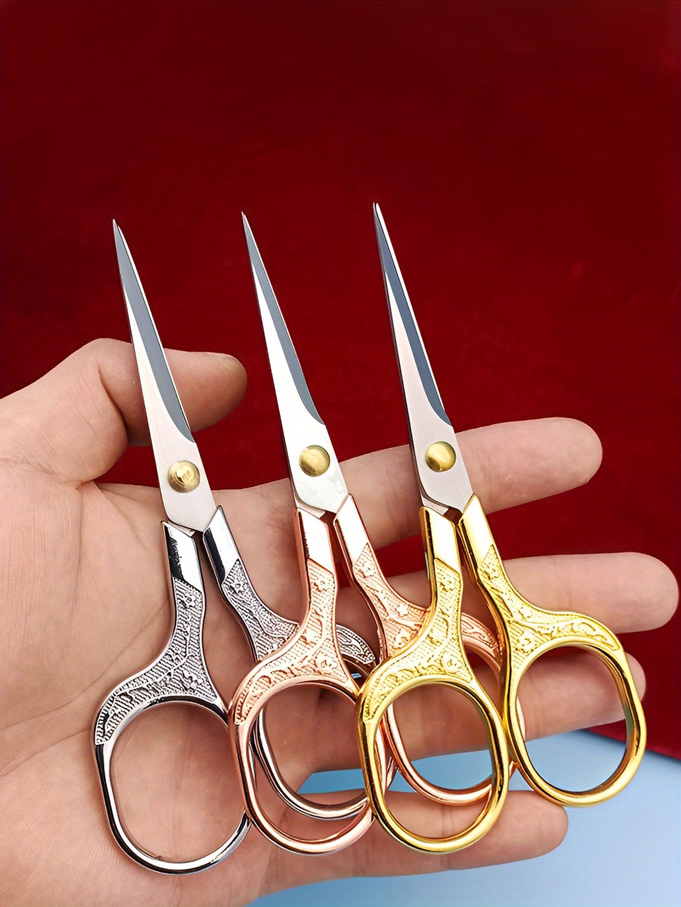 1pc Vintage Flower Pattern Scissors Stainless Steel Sewing Scissors
