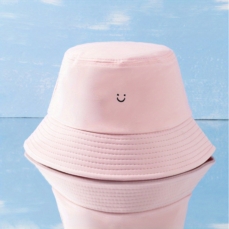 Bucket Hat Smile Embroidered Hats Fisherman Sunshade Caps for Women-MZ6703  S149 