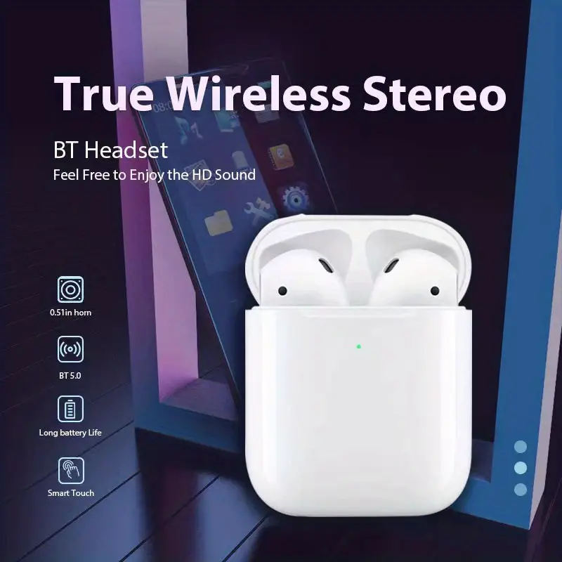 tws true wireless stereo headset with charging case for apple airpods hd music sound 4 5h enjoying time long battery life with one gift charger cable details 0