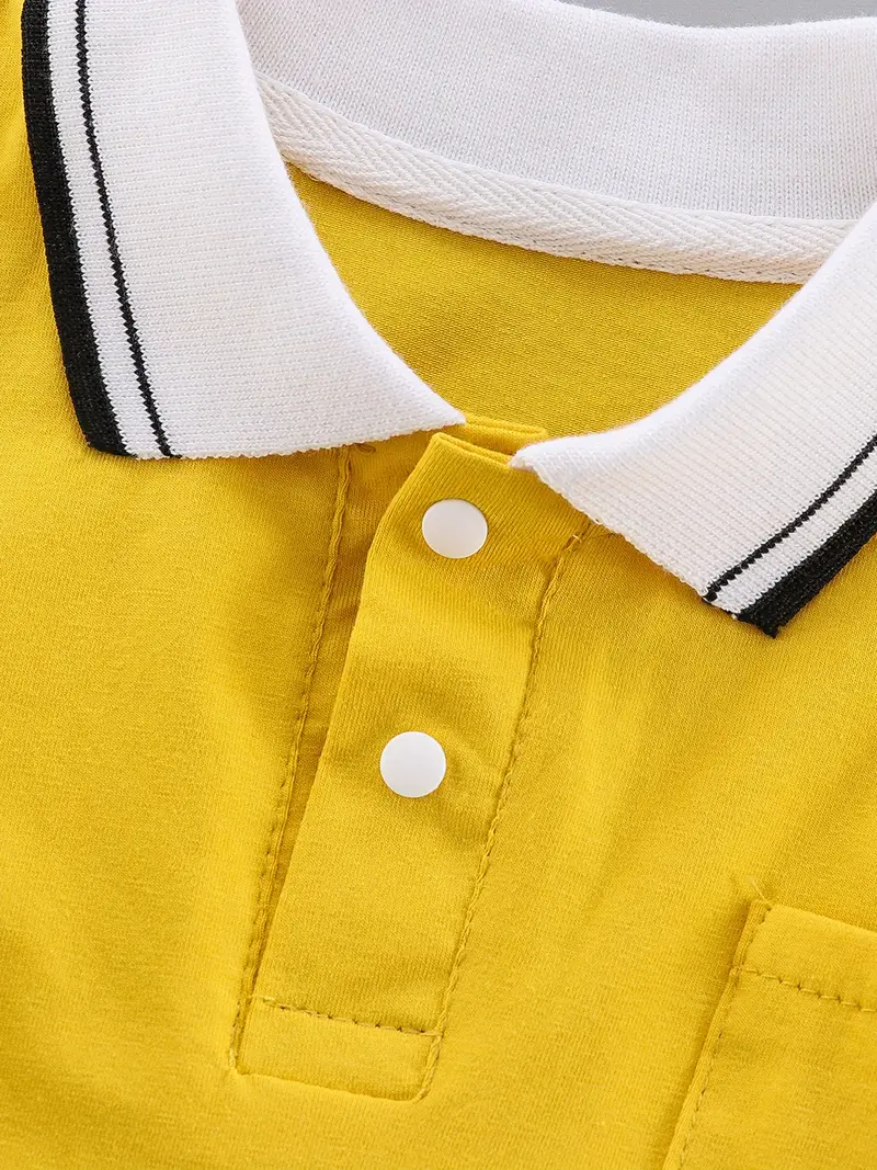 baby boys casual short sleeve polo neck romper jumpsuit clothes details 2