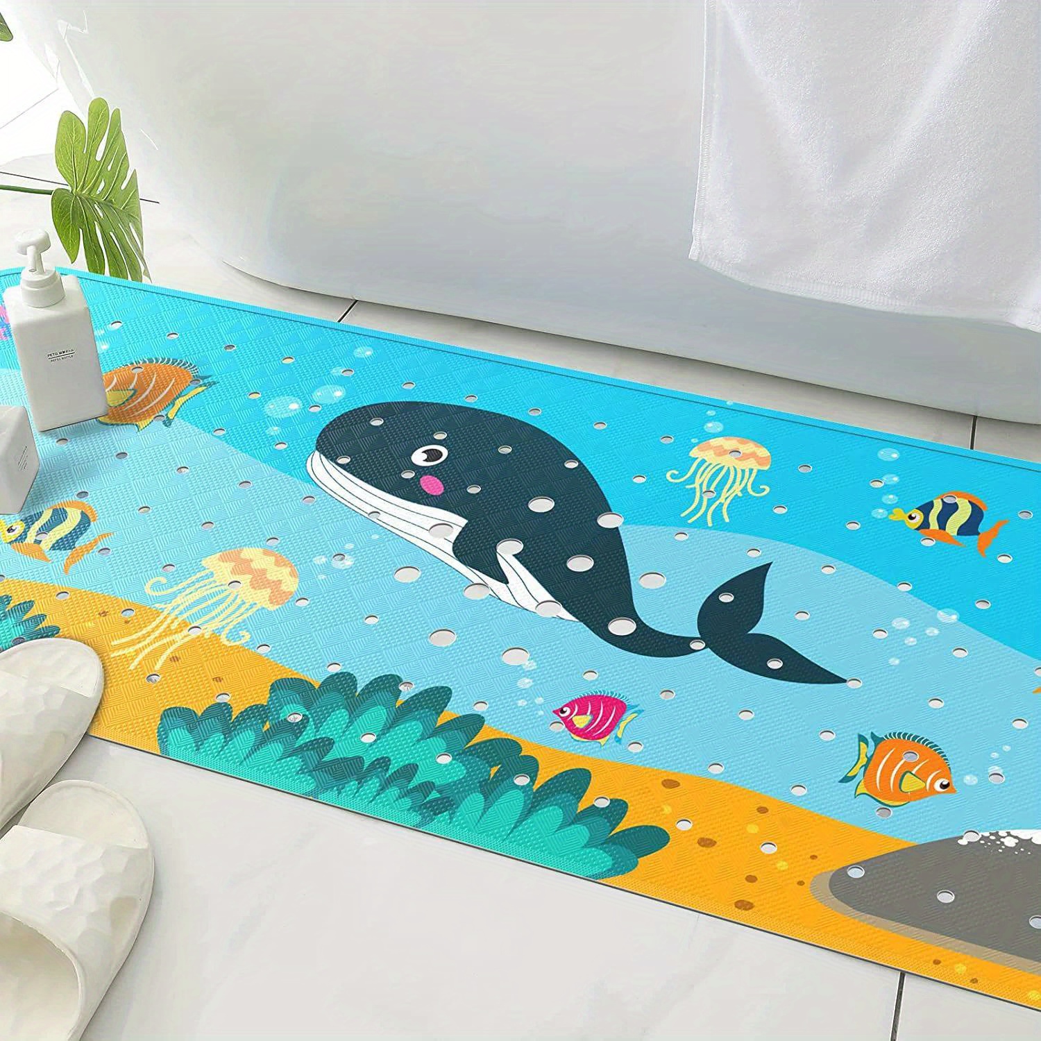Bath Mats for Tub Kids - Large Cartoon Non-Slip Bathroom Bathtub Kid Mat  for Bab
