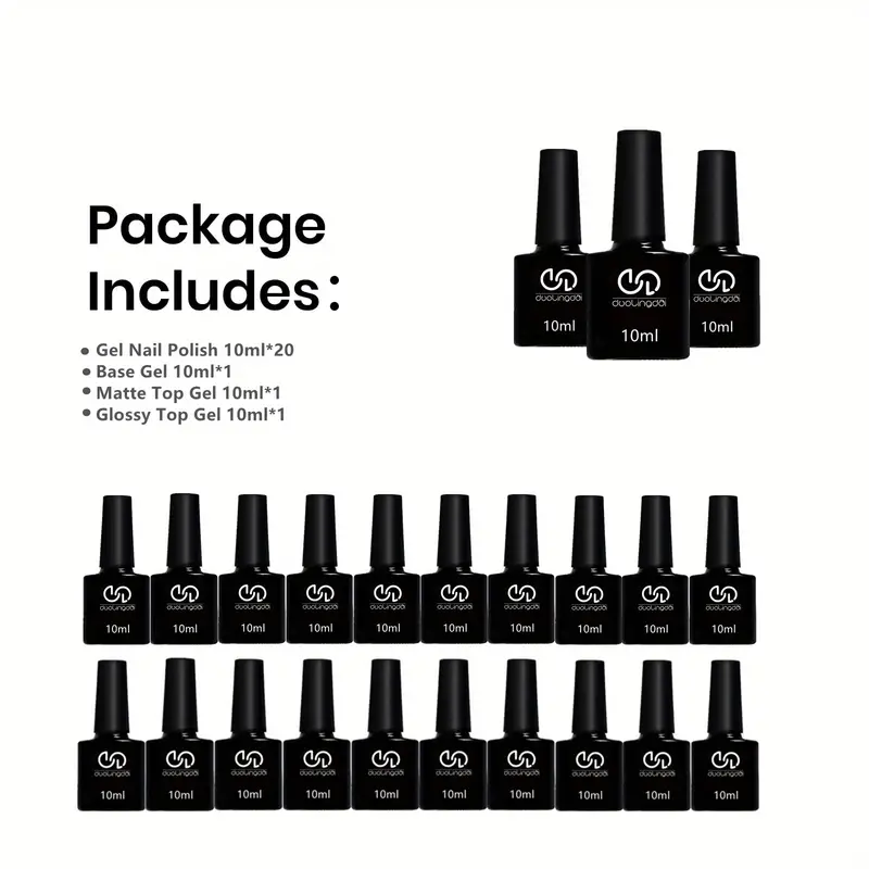 20 pcs gel nail polish kit modern muse collection with base matte and glossy top coat for women nail art diy details 0