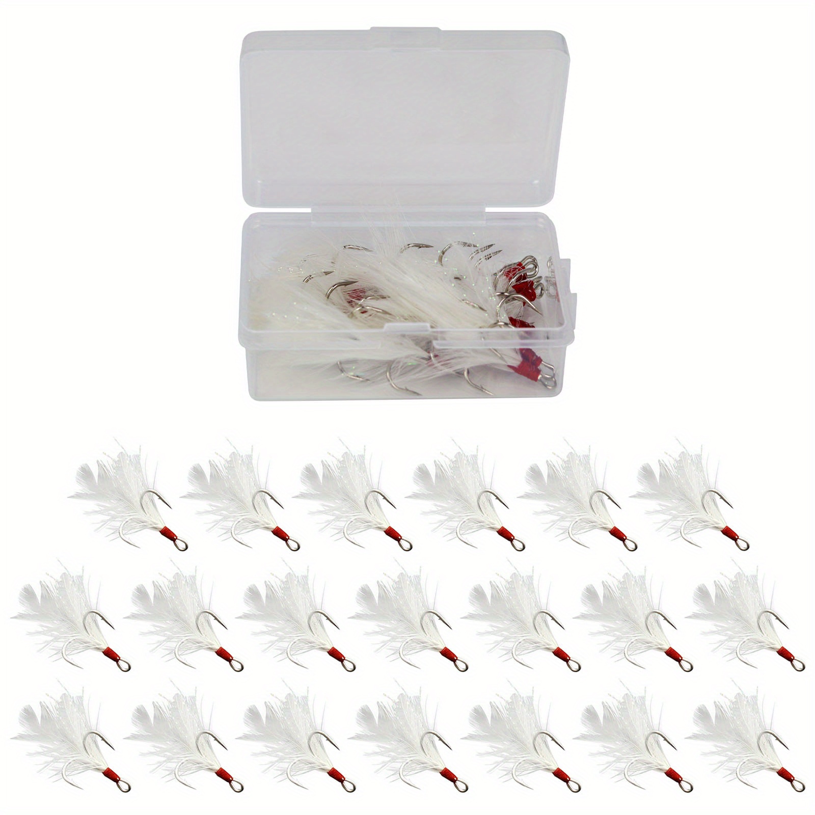 Fishing Treble Hooks With Feather Stainless Steel Barbed Sharp Triple