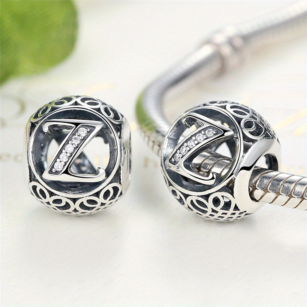 925 Sterling Silver 26 Letter U To Z Beads Zircon Fit The Original