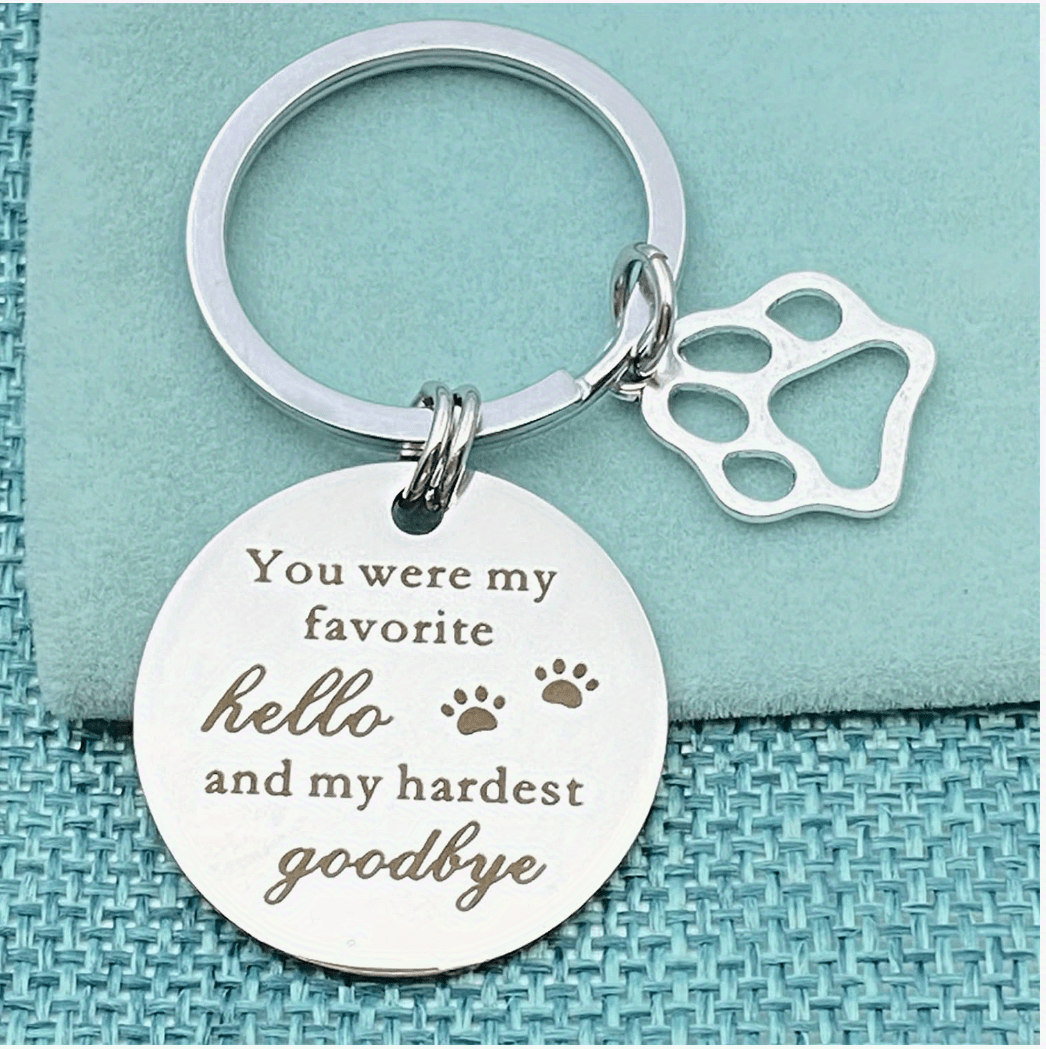 Favorite Hello Hardest Goodbye Dog Keychain Personalized Pet 