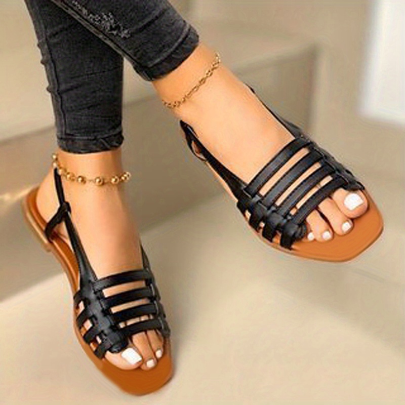 Women's Strap Flat Open Toe Sandals Solid Color Non slip Temu