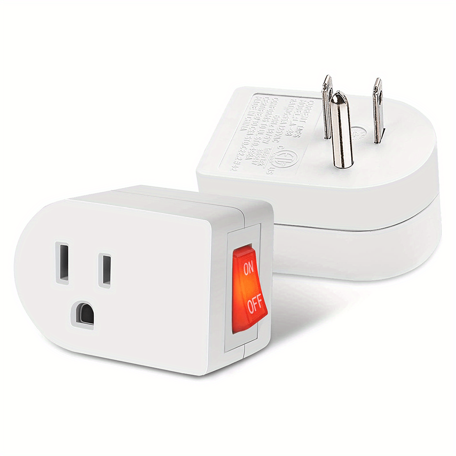 Enchufe de luz enchufable, adaptador de salida a enchufe, enchufe giratorio  de 360° con interruptor de encendido/apagado, listado ETL, blanco